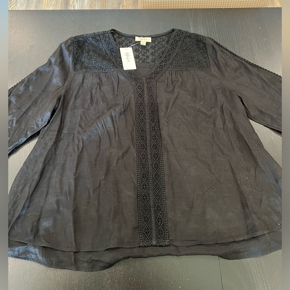 Women's Blouse with Lace Designs- NWT